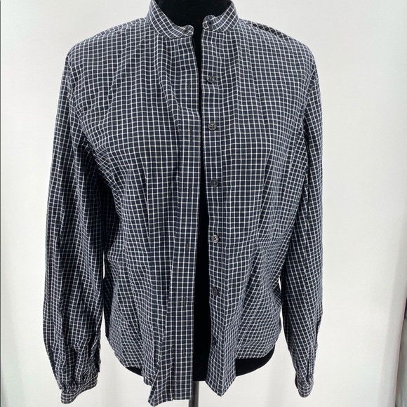 Ralph Lauren Black White Long Sleeve Button Blouse - Picture 1 of 4